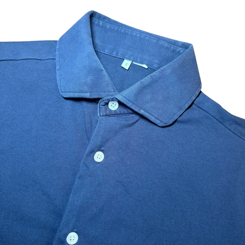 State & Liberty Navy Blue Short Sleeve Button Down Cotton Stretch Shirt Mens S